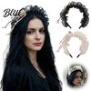Comfortable Daily Hair Accessories Gothic Headband with Skeleton Design for Women Soft Pleated Band Lolita Headwear Girls Ruffled Mesh Headdress