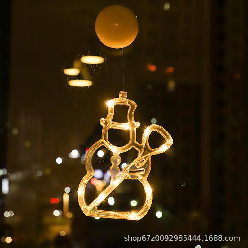 Lampă LED cu ventuză de Crăciun: Decorațiuni cu Moș Crăciun și Reni pentru Ferestre și Copaci