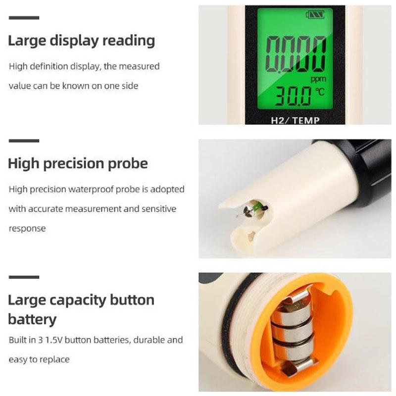 4 in 1 ORP H2 Temperature PH Meter Hydrogen-rich Test Pen Water Quality Purity Detector Analyzer for Aquarium Pool Hydroponic