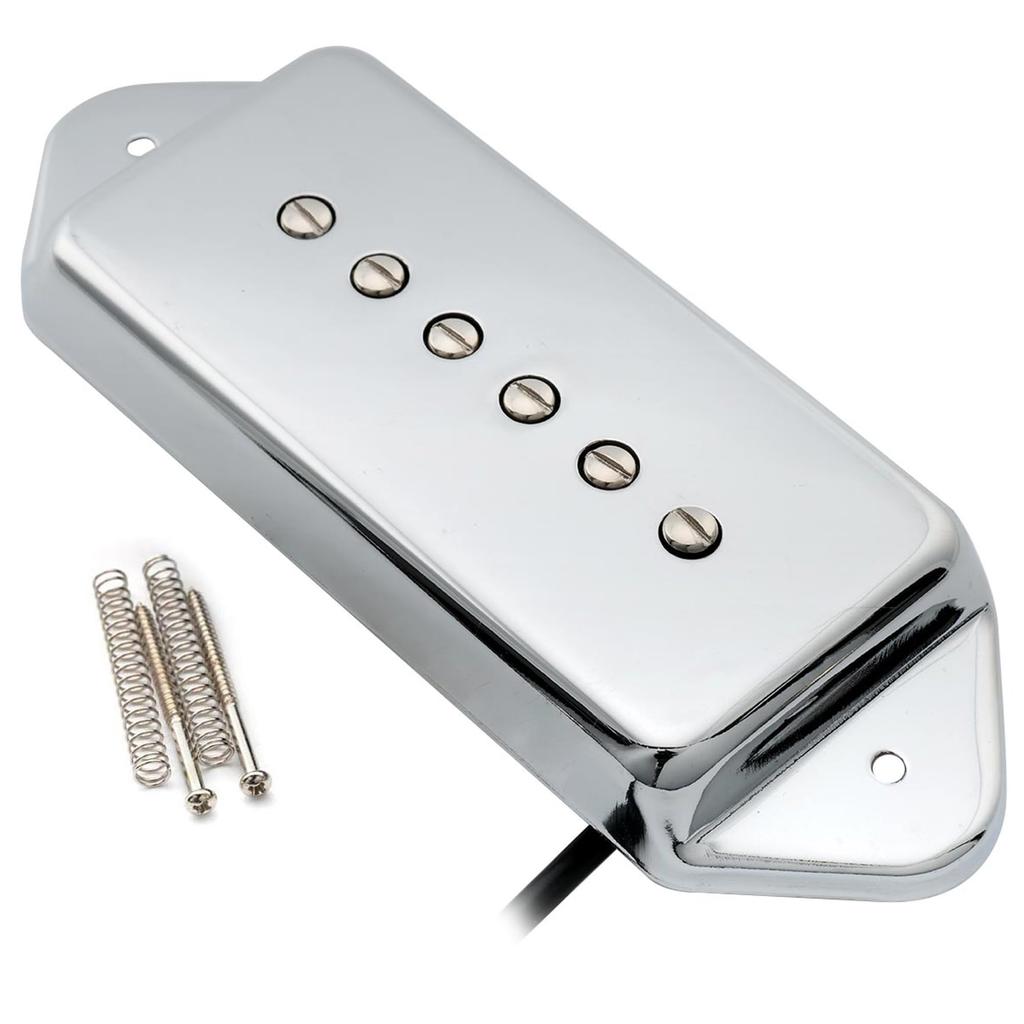 Artec ASA93 Alnico 5 P90 Dog-Ear Pickup with Bridge PU for ES330 Casino-Style Electric Guitar, Chrome
