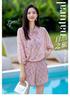 Korean Style Women's Three-Piece Swimsuit Set with Long Sleeve Sun Protection and Slimming Push-Up Features