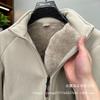 Mens Fleece Lined Hooded Sweatshirt Jacket Windproof Inner Layer Outdoor Daily Wear