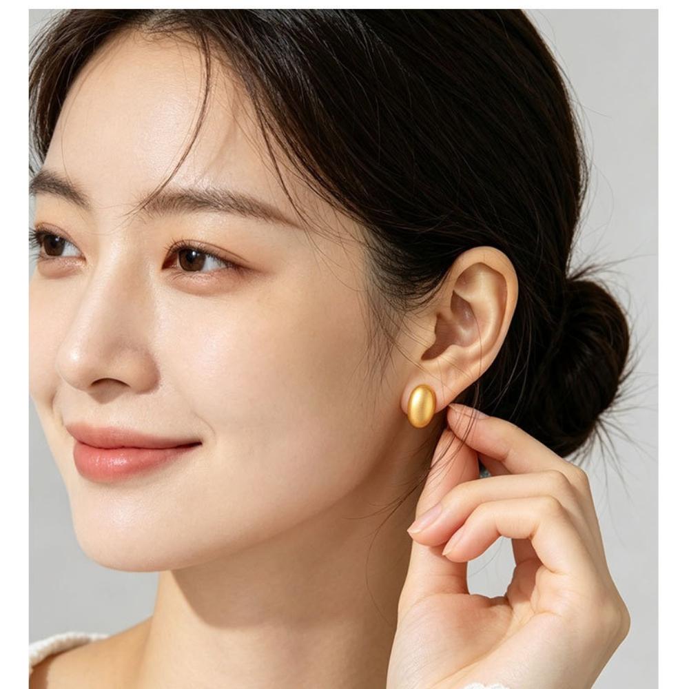 Oval Bean Stud Earrings Retro Simple Versatile Women's Earrings Earrings