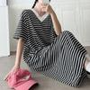 New ArriVals Open Run Maternity Stripe Short SleeVe Dress V Neck Big Size Spring