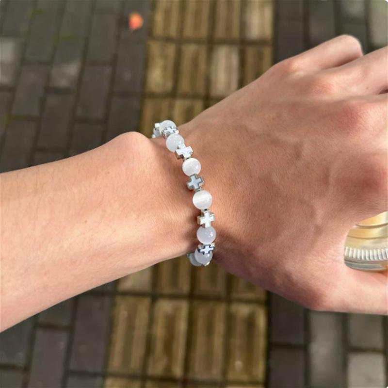 Opal Jewelry Geometric Cross Couple Bracelet Temperament Elastic Bracelet Bracelet