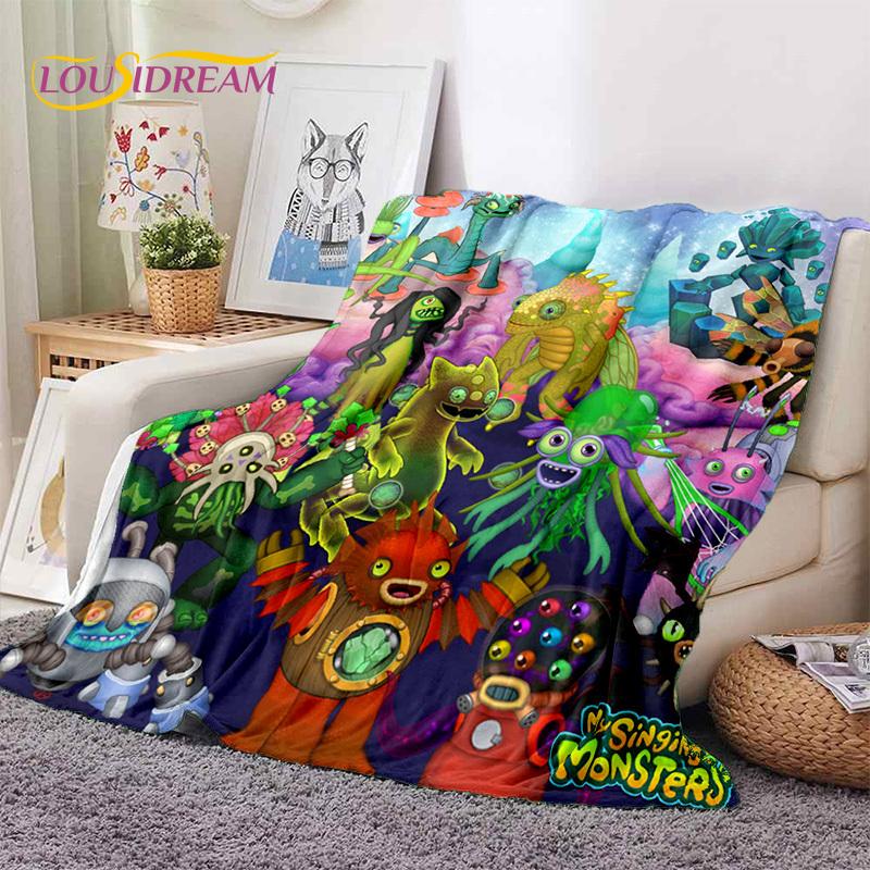 Game My Singing Monsters Cartoon Soft Blankets,Keep Warm Throw Blanket Comfortable Blanket for Picnic Beds Sofa Home Bedroom Kid