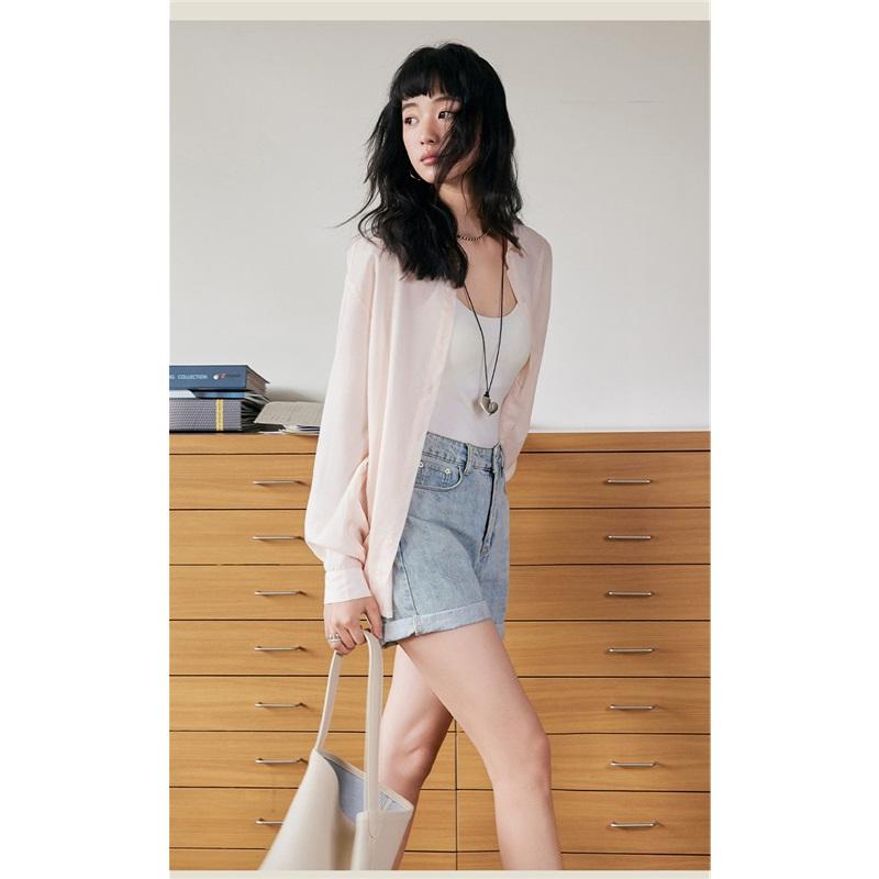 Camicia in Lino Tencel da Donna Capospalla Cardigan Largo Leggero con Bottoni Top in Lycra