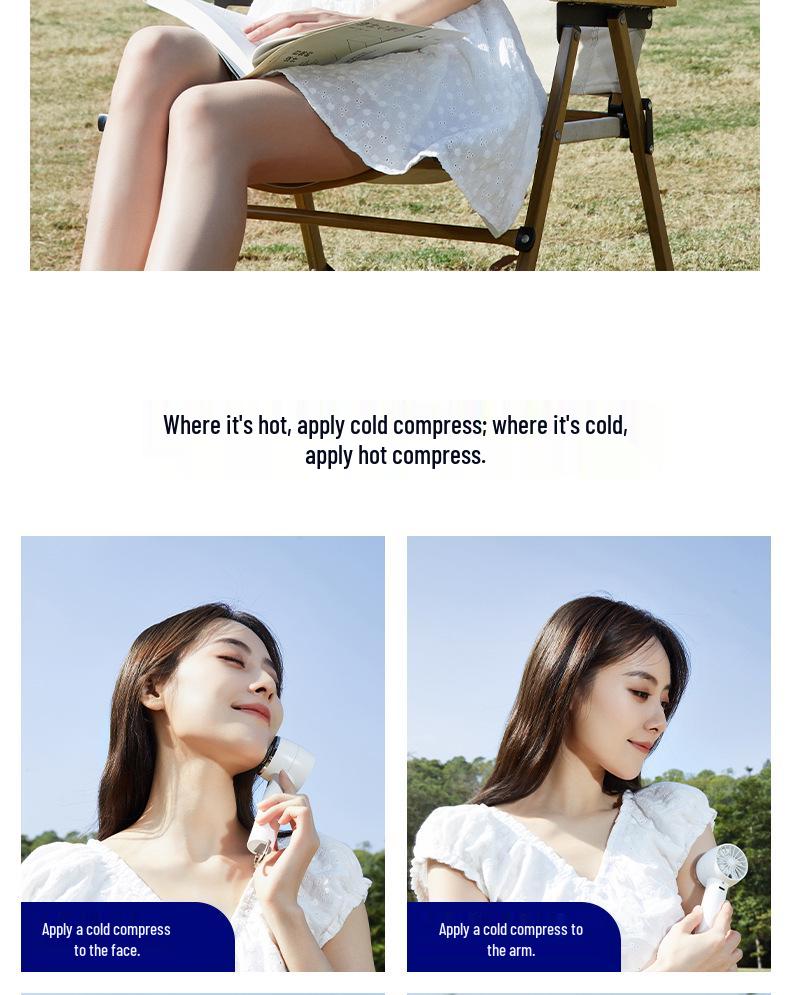 Portable USB-Charging Handheld Ice Pack Fan for Travel, Desktop, and Outdoor Use