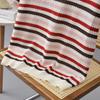 Summer Outfit Pullover Round Neck Striped Ice Silk Half Sleeved Plus Size Women's T-shirt