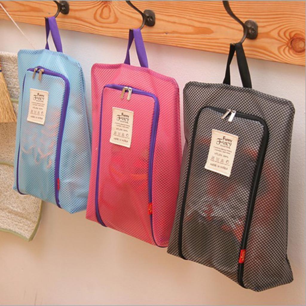 Buy Travel Shoe Bag Waterproof Visible Polyester Storage Bag Mesh Shoe