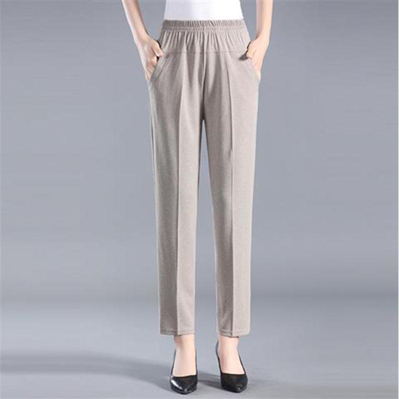 Middle-aged Elderly Women's Pants Summer Thin Nine-point Mother Pants Straight Loose Grandma Pants Casual