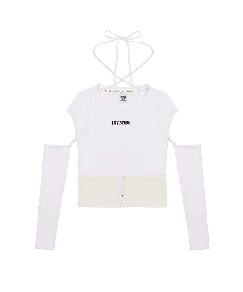 LUVISTRUE Ch Button Layered Tee(White)