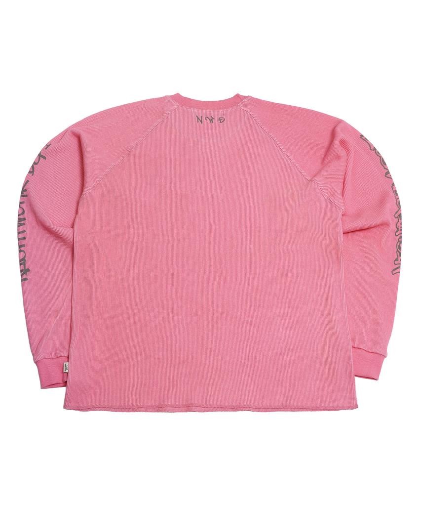 Naiteuwokeudeb Waffle Loose Fit Long Sleeve Tee_Pink