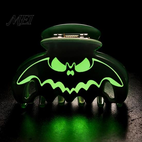 Glow in The Dark Hair Clips Halloween Claw Clips, Luminous Ghost Pumpkin Pattern Acrylic Anti-slip Fluorescent Accessories Grippers for Women