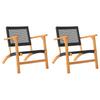 Vidaxl Garden Chairs, 2 Pcs, Black, Poly Rattan And Acacia Wood