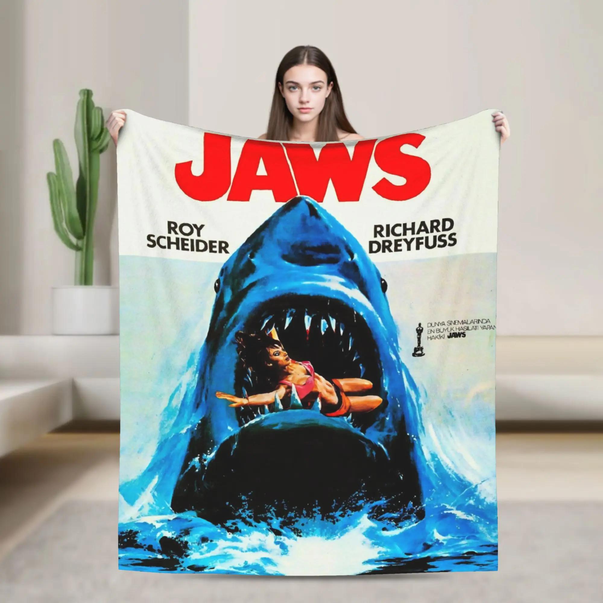 

Jaws Shark Knitted Blanket Coral Fleece Plush s Movie Warm Throw Blankets for Bed Bedroom Quilt 40x50in