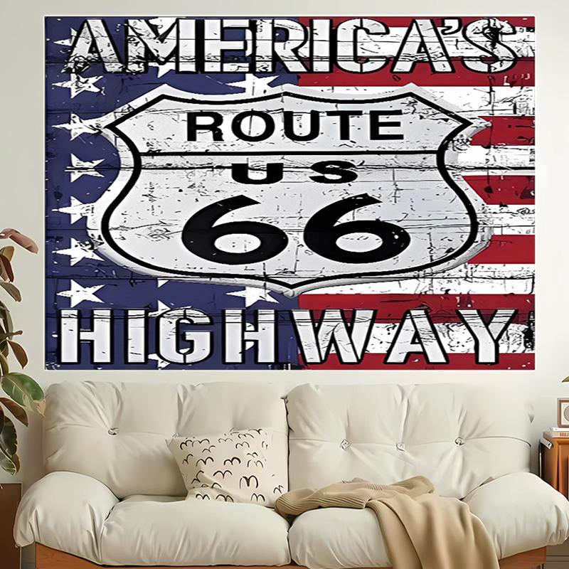 1pc U.S. Route 66 Tapestry, Living Room, Bedroom, Office, Party Decor, Ideal Festive Gift