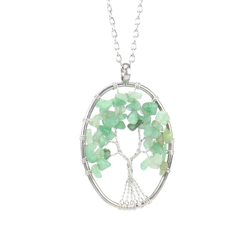 Hand-Wound Natural Gravel Crystal Curved Loose Root Tree Of Life Necklace Fortune Tree Necklace Women'S Necklace N24