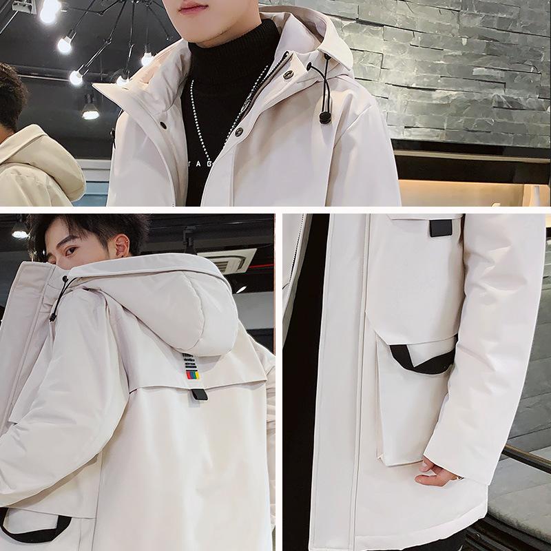 Anti-season Clearance Down Jacket for Men, Winter Medium and Long Thick Warm Trend Tooling Coat for Men, Korean Hooded