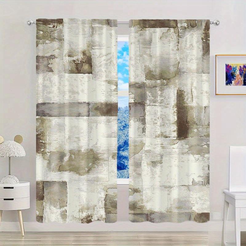2 - Panel Collection Abstract Art Printed Drapes Rod Pocket Style Ideal for Easy Hanging Fade - Resistant PolyesterDrapesIdeal forBedchamberKitchen