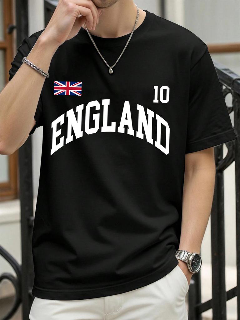 England Letter Uk Print TShirt For Men Cotton Summer T Shirts ONeck AllMatch Clothing Unisex Casual Loose Short Sleeve
