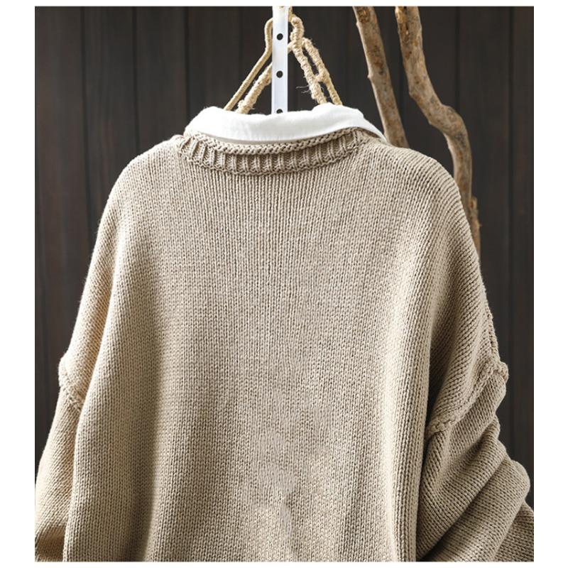 Sweaters Coat Cardigan for Women Winter Oversize Thickened Vintage Loose Long Sleeve Knit Sweaters Coat