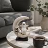 Window Display Decor Halloween Ghost Swing Figurine, Spooky On A Moon Statue, Creative Resin Sculpture Gothic Home Decoration for Desktop, Mantel,