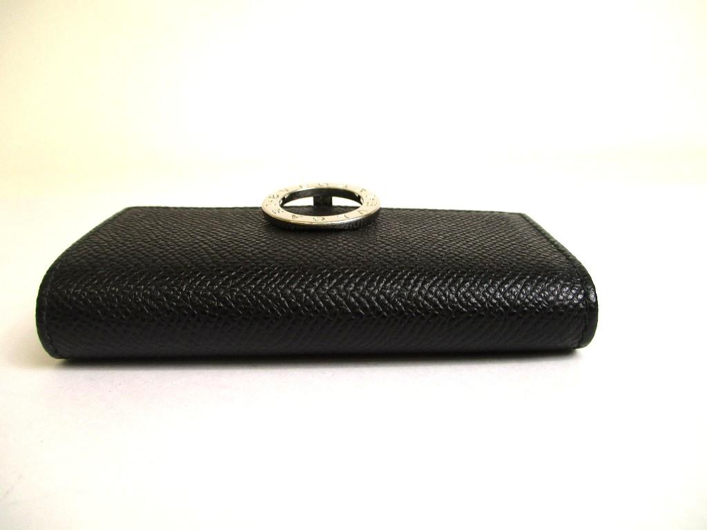 Authentic BVLGARI Black Leather Logo Clip 6 Pics Key Chain #a765  Refurbished