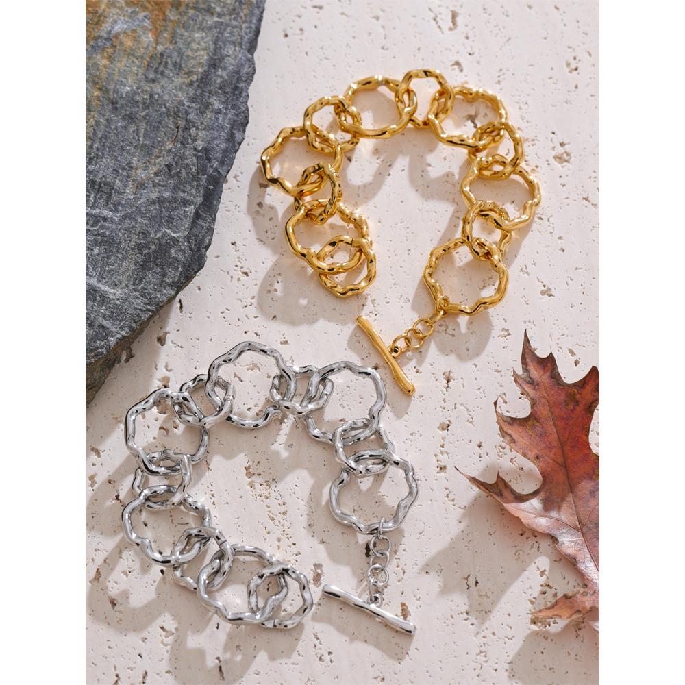 Yhpup High Quality Stainless Steel Handmade Chain Bracelet Bangle Waterproof Texture Toggle-Clasps Wrist Jewelry Exclusive Gift