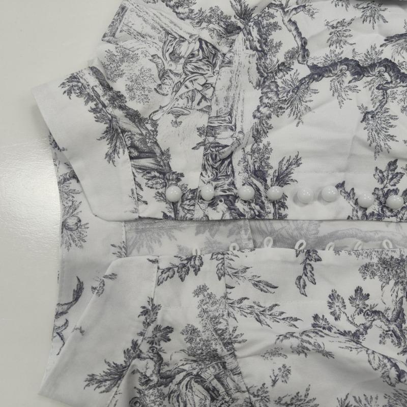 Women Elegant High Waist Tied Printed Long Sleeve A Line Short Dress