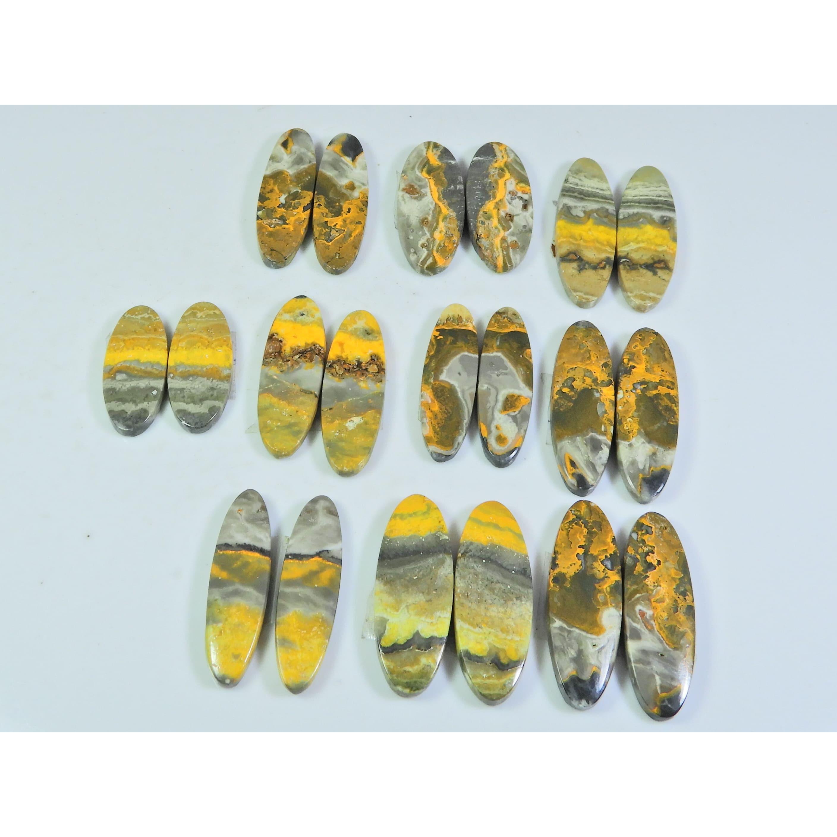 

9X22-9X33MM Natural Bumble Bee Jasper Pair Oval Cabochon Gemstone 9Pair Lot C-113