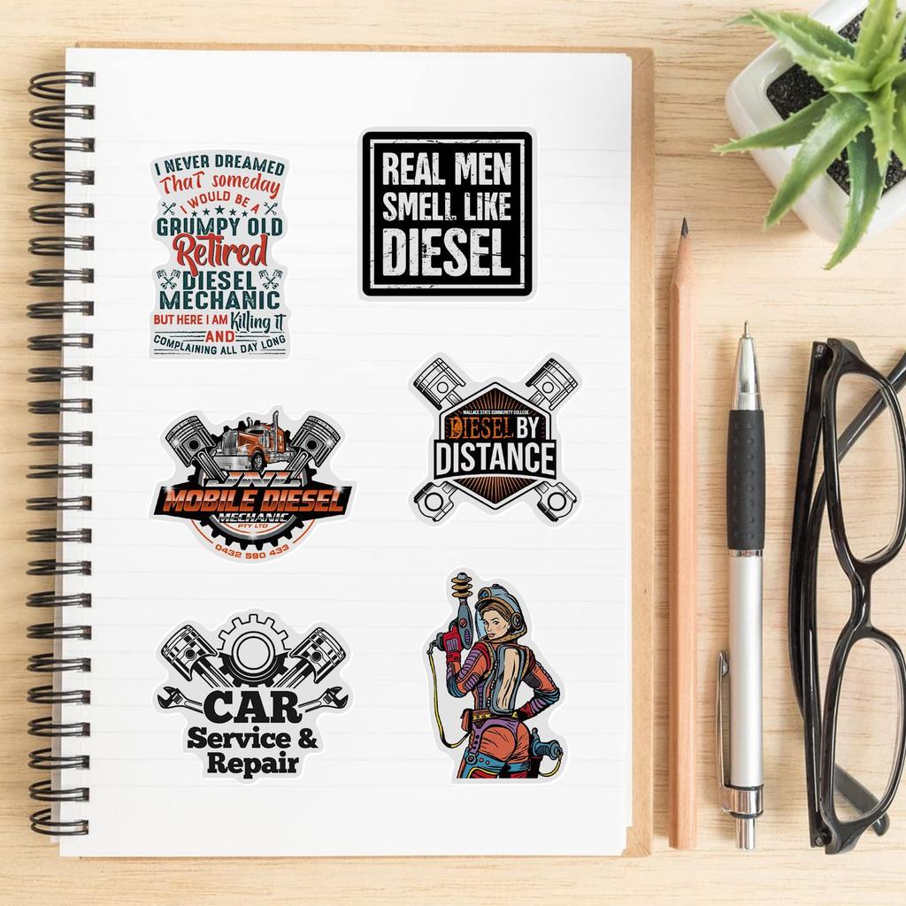 50 Pieces Mechanical Mechanic Western Style Mechanic Sticker Diesel Equipment