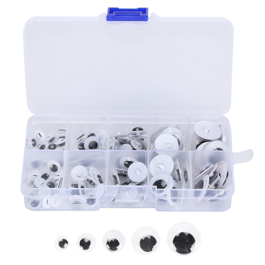 100Pcs Sew On Plactic Eyes Movable Black and White Assorted Size Kids DIY Craft Making Material