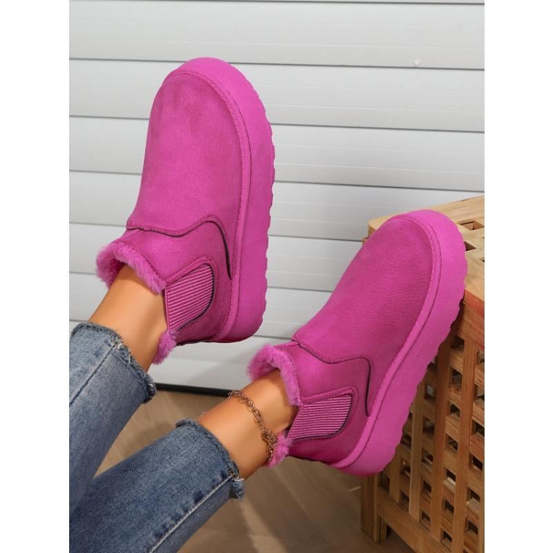 Women's Autumn and Winter New European and American Solid Color Large Size Cotton Shoes Sleeve Non-slip Warm-keeping Casual Pedal Snow Boots