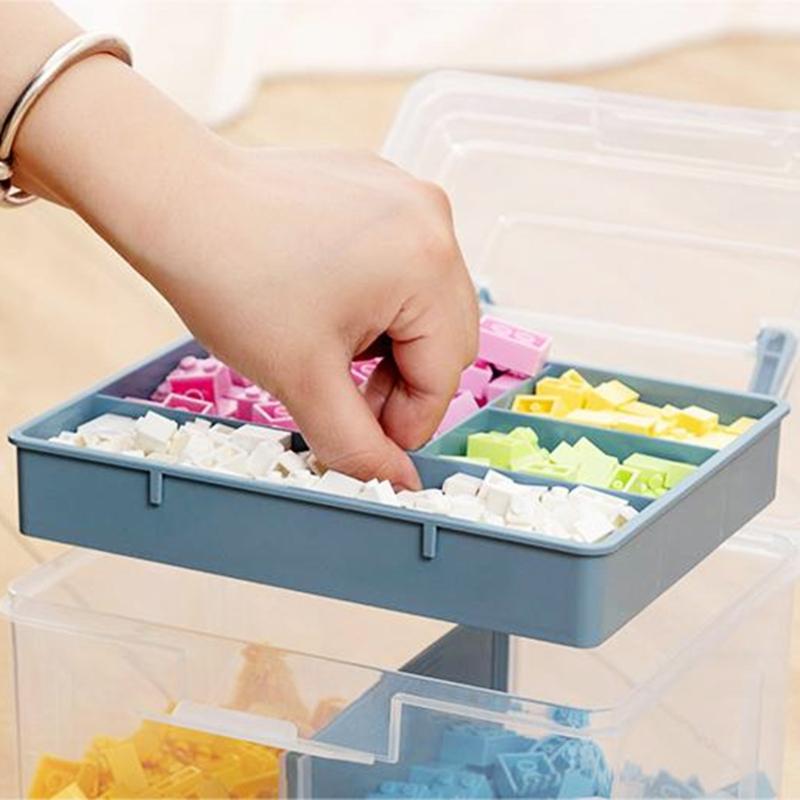 Clear Craft Stackable Storage Box with Storage Tray Storage Container for Storing Stationery Sewing Teaching Aid