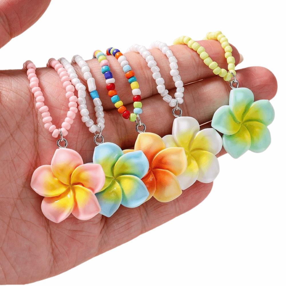 5Pcs Bohemia Bead Choker Colorful Pendant Necklace New Flower Beaded Necklace  Daily Wear