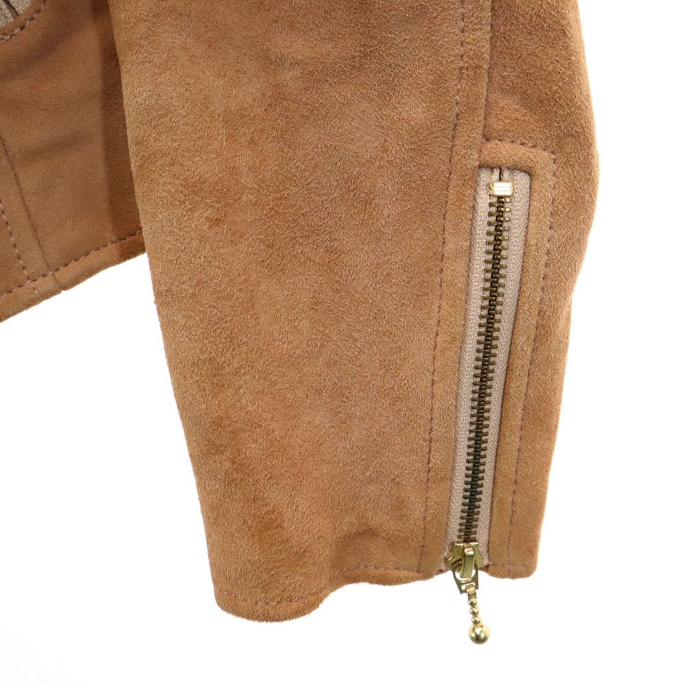 BLUE LABEL CRESTBRIDGE Suede Leather Riders Jacket 38 Beige Brown Women Used