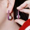 Dafang Pearl Needle Earrings Copper Gold Plated Zircon Earrings