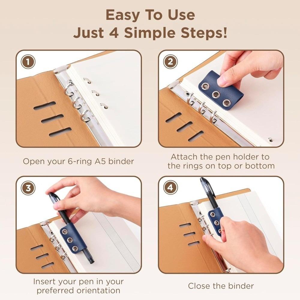 Detachable Pen Clip PU Leather Pen Fixed Clamp Practical Pen Holder  Notebook Use