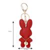 Tonecraft Rabbit Keychain Simple Orthodox Bag Charm, Popular, Stylish, Cute, Rabbit, PU Leather, Squishy, red