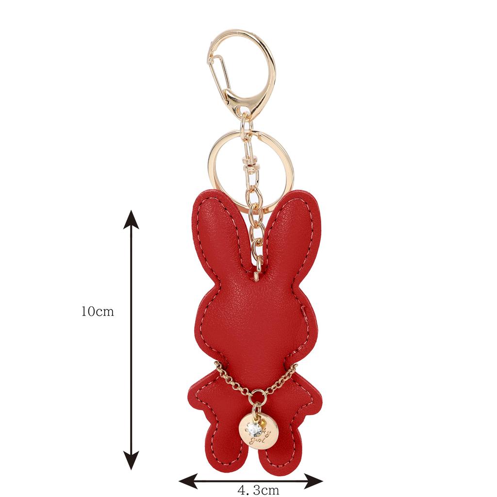 Tonecraft Rabbit Keychain Simple Orthodox Bag Charm, Popular, Stylish, Cute, Rabbit, PU Leather, Squishy, red