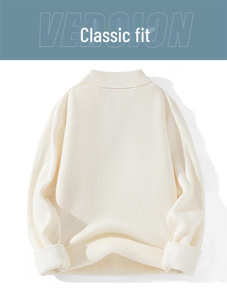Men's Korean Style Slim Lapel Knit Pullover - Autumn/Winter Warm Base Layer for All Ages