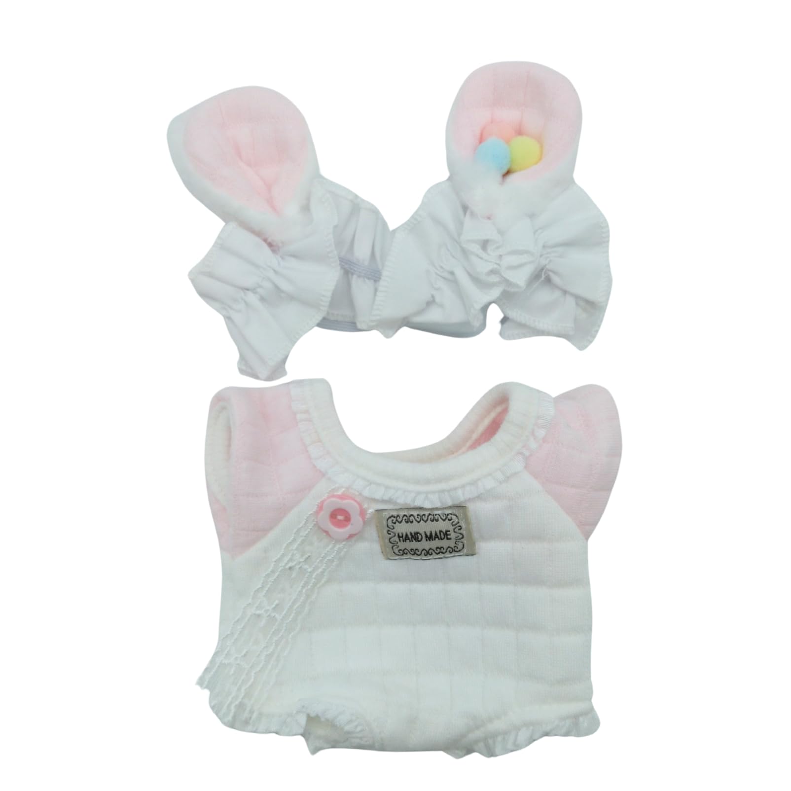 COZENTA Doll Plush Toy Clothes - Bunny Ear Headband Romper - Cute (10cm Pink)