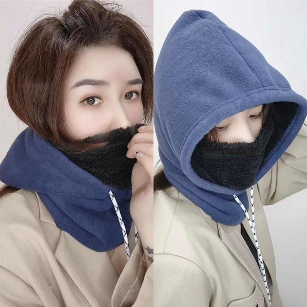 Thickened Hooded Neck Scarf Neck Warmer Mask Pullover Cap Fashion Ear Protection Cap  Winter