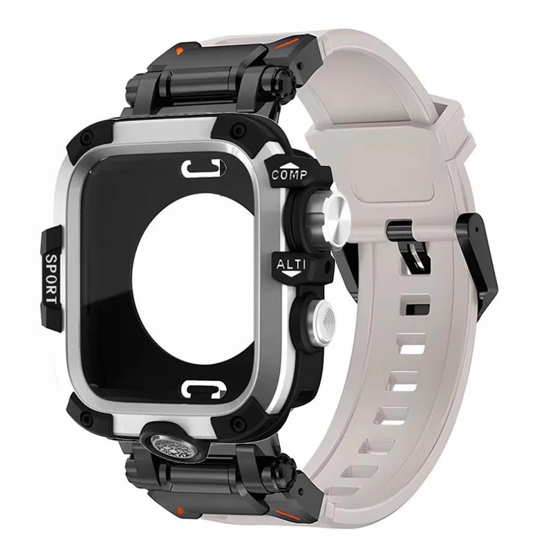 

Чохол+Ремінець 2в1 для Apple Watch Band Ultra 3 49мм 46 42 44 45мм Корпус зі сплаву металу Силіконовий браслет для IWatch 11 10 9 8 7 654SE 44mm Series 6 5 4 SE