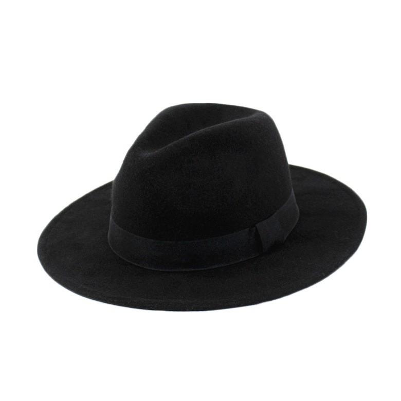 British retro European and American jazz hat men's and women's big-brimmed top hat imitation woolen felt hat British retro woolen hat