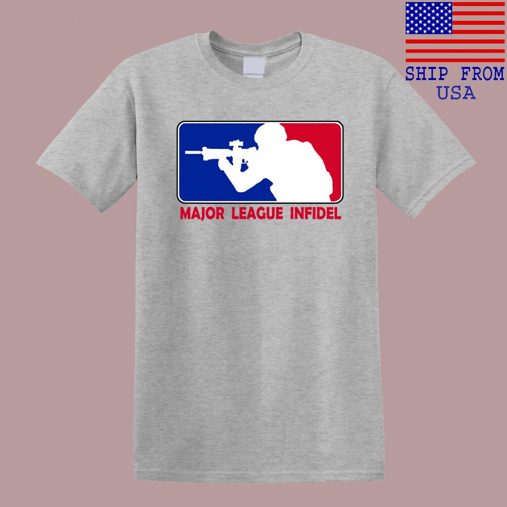 

MLI Major League Infidel Men#039;s Grey Size S5XL Unisex T-Shirt XXXL