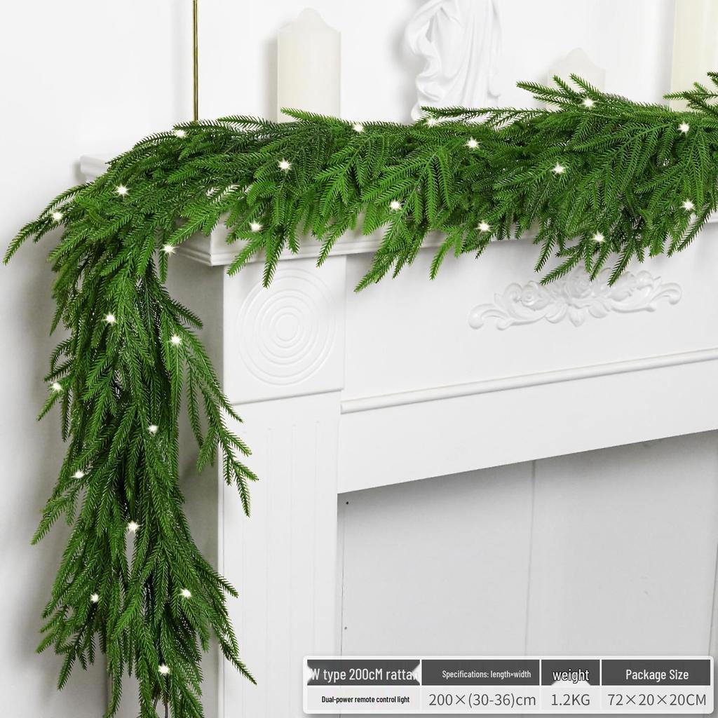 Christmas Glimmer: Garland Set for Tree, Window, and Fireplace with Flocked Leaf Ornaments