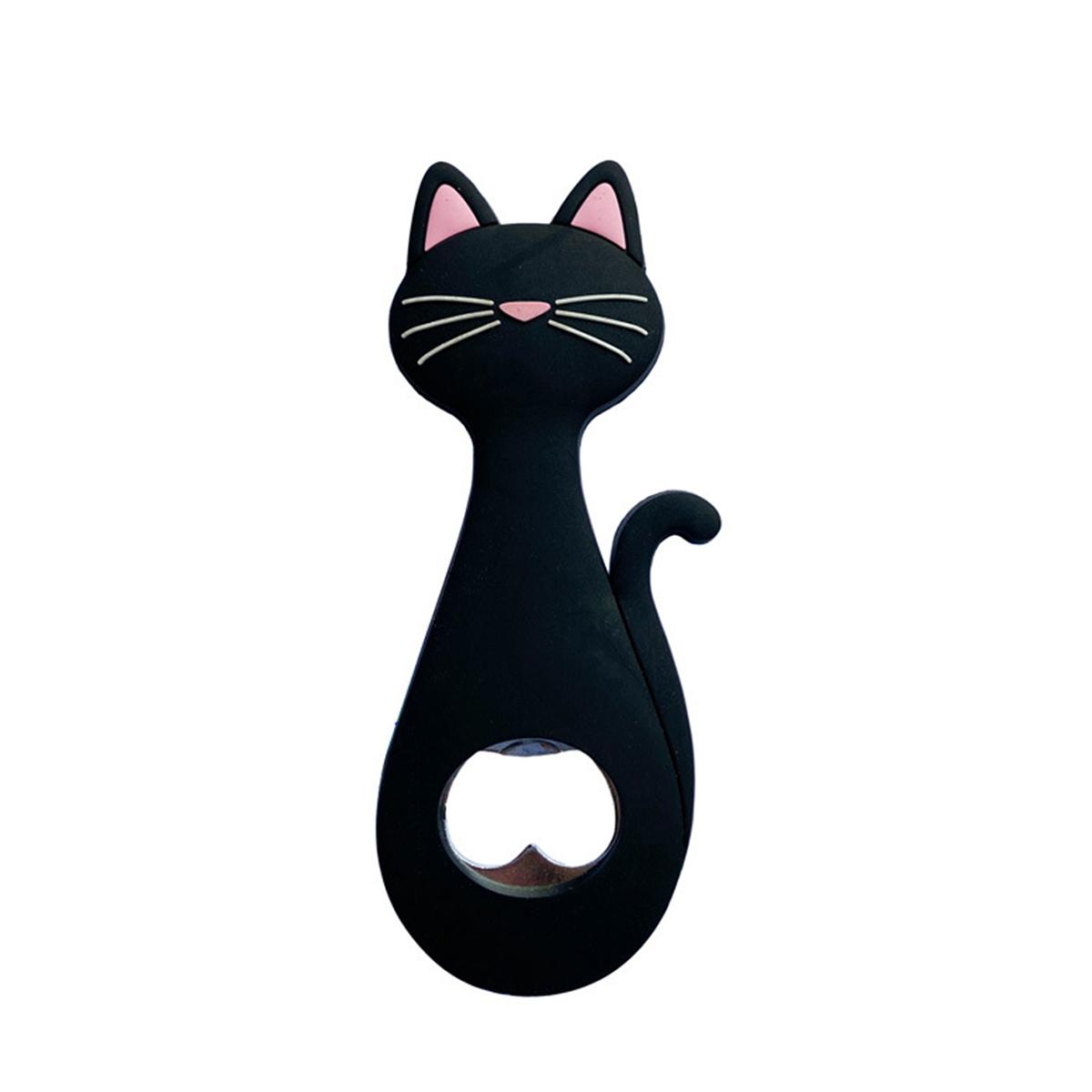 

Cute Cat Custom Name Beer Bottle Opener Personalized Name Corkscrew Laser Engraving Gift Customized Text Magnetic Fridge Magnet чёрный