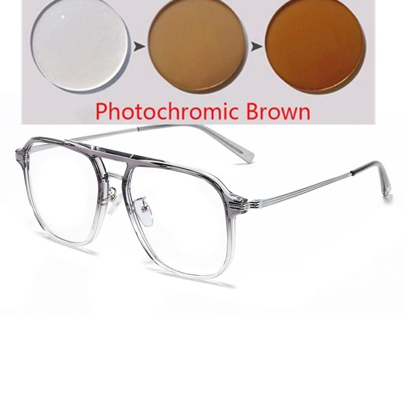 Double Beam Blue Light Blocking Nearsighted Glasses TR90 Square Prescription With Cylinder -0 5 To -6 For Women Men